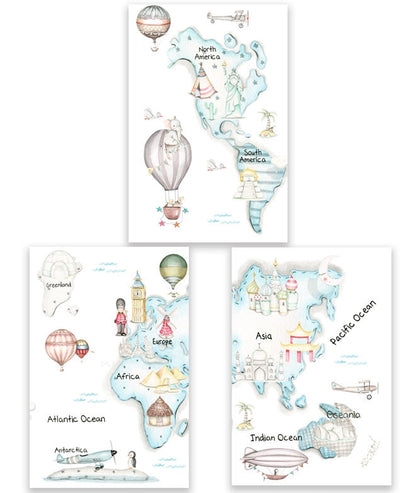 BLUE WORLD MAP TRAVEL Pack de pinturas infantis personalizadas