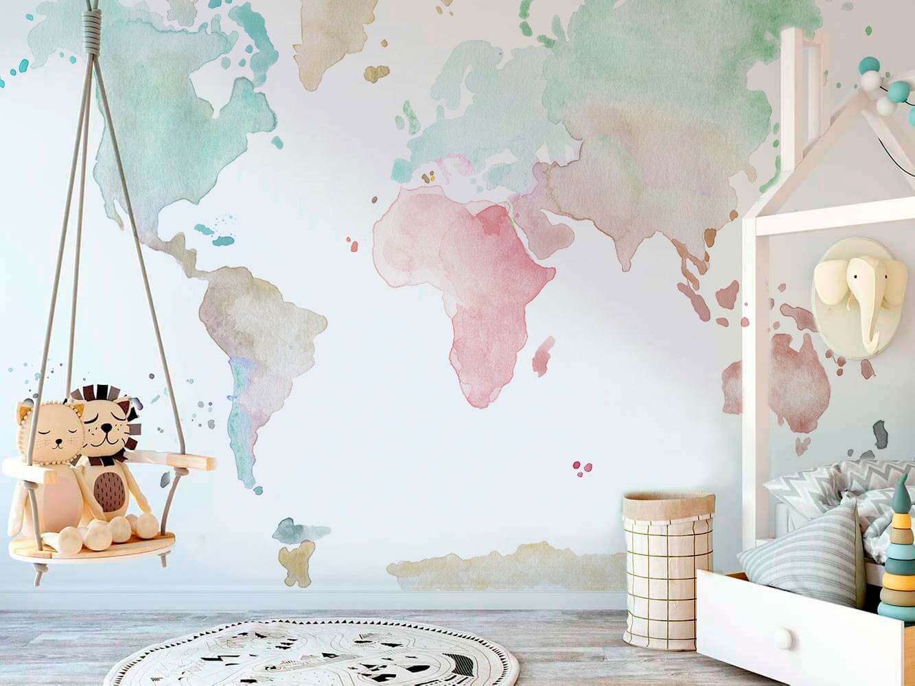 WORLD MAP COLORS II Walled paper mural