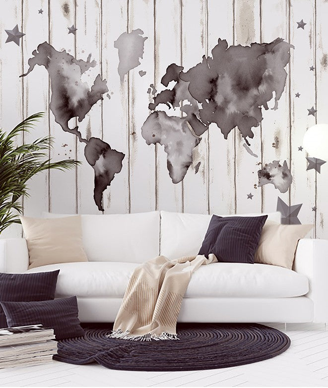 WORLD MAP INK Wallpaper mural