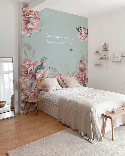 Mural de papel de parede de cor de fundo de rosas